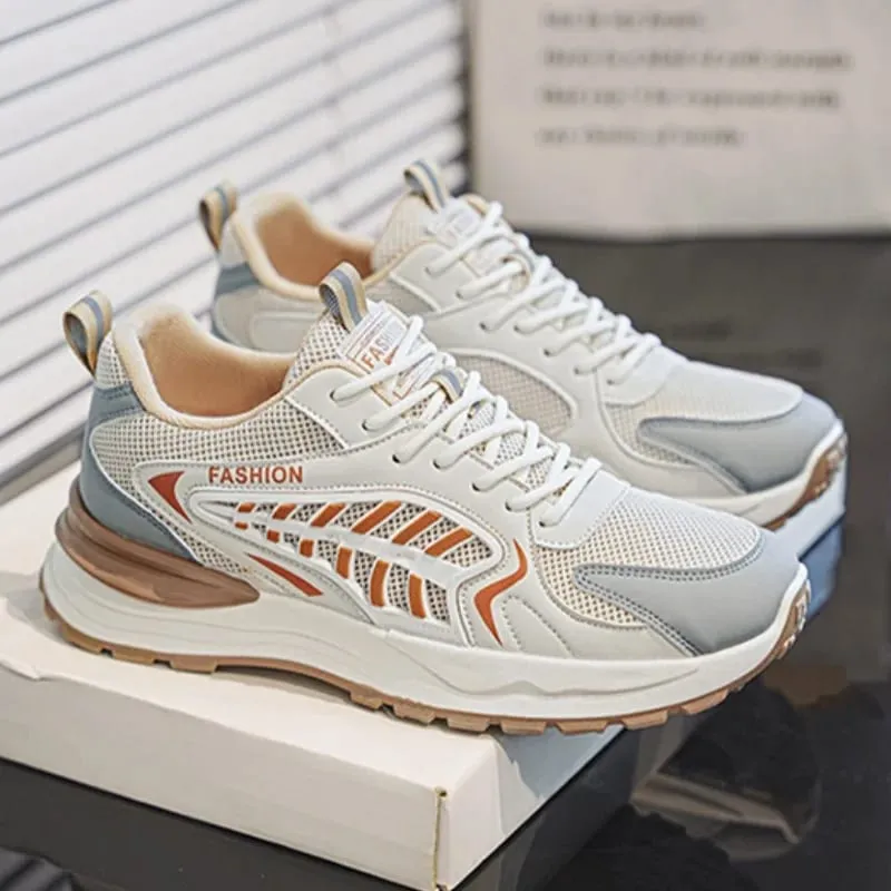 Spring Summer Men Sneakers Breathable Mesh Casual Shoes Platform Chunky Dad Footwear Lace Up Walking Running Shoes — image 3