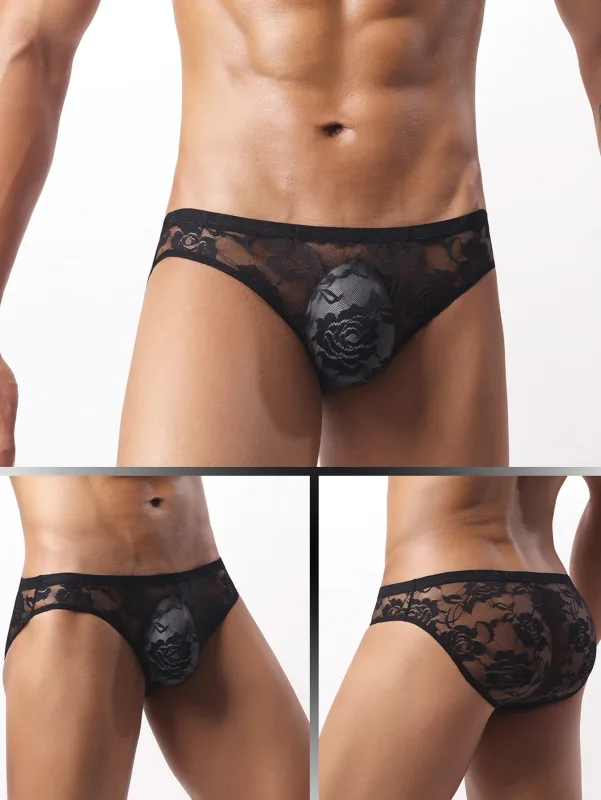 4pcs Sexy Men's Briefs Soft Breathable Lace Underwear Men's Hot Hips Transparent Jockstrap Sexy Colorful Undies Cueca E114 — image 8