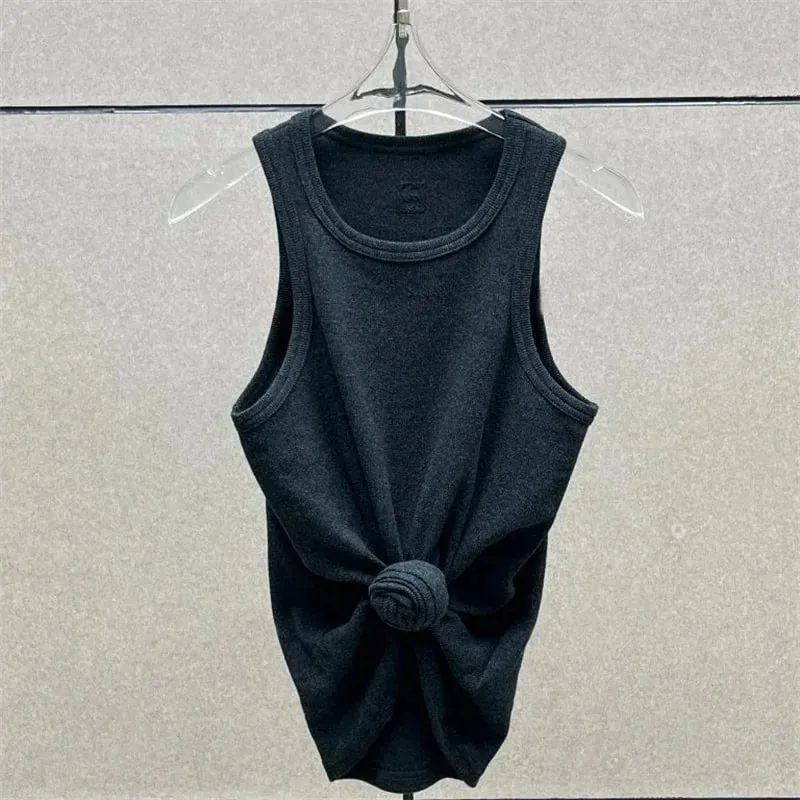Women's vest New elastic knitted slim fit sleeveless top for summer 2026 Cotton blend round neck pullover women's corset T-shirt — image 9