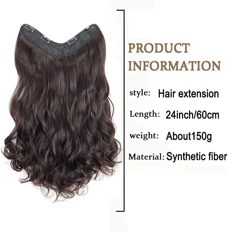 24Inch Synthetic Long V‑Shape Wavy Curly Hair Extensions Heat‑Resistant Fiber Soft Hairpiece for Women Daily Party Hairstyle — image 2