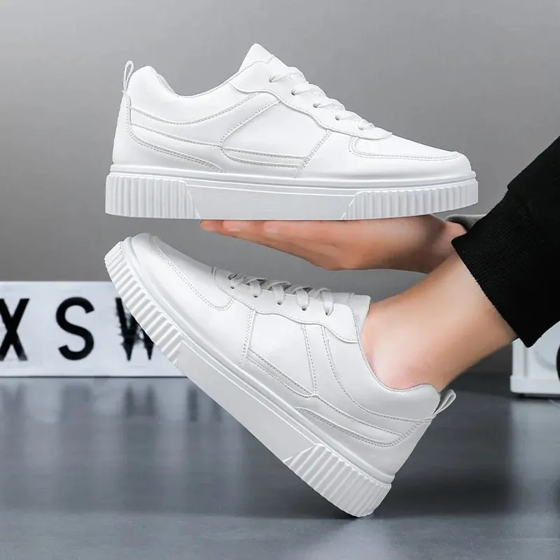 White Men's Casual Skateboard Sneakers Fashionable Outdoor Walking Tennis Shoes for Men And Women Sports Running Footwear