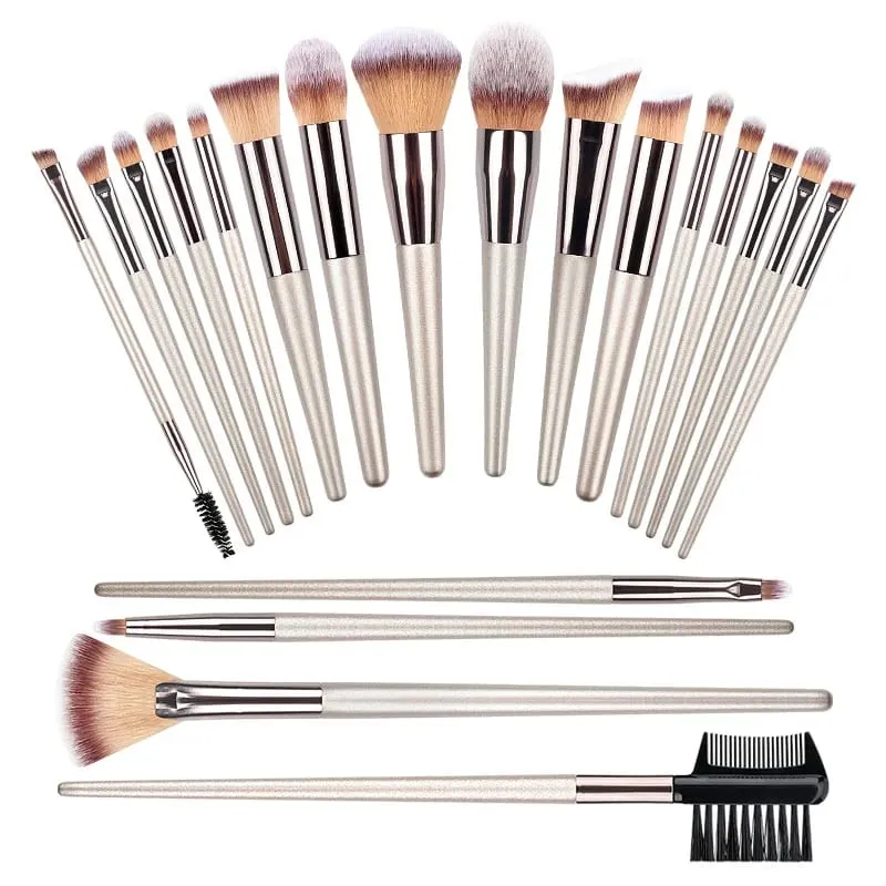 4/10/14/20PCS Champagne Gold Makeup Brush Set Foundation Powder Eyeshadow Blush Eyebrow Lip Brushes