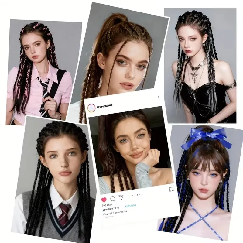 1PCS Y2K Style wig Braid 20 inch Multi-Color Synthetic Hair Clip Suitable for Daily Christmas and Music Festival Parties — image 6
