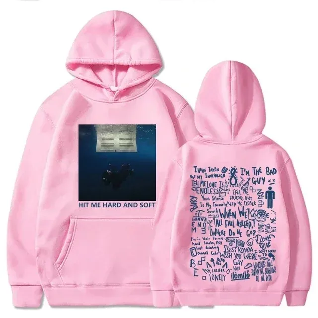 Felpa con cappuccio Hit Me Hard and Soft Tour Billie Pullover da uomo Singer Stampa grafica Felpe in pile autunno inverno per i fan