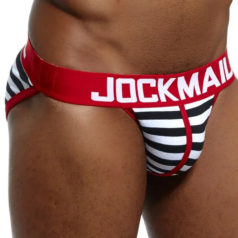 Quần Đùi Nam Cổ Cao Jockmail Cotton, Quần Lót Sọc Cho Nam, Mềm Mại Và Thoải Mái, Gay Cueca