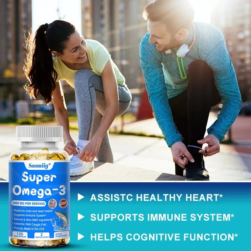Kapsle s trojitým účinkem Omega-3 rybí olej + DHA + EPA - Podporuje zdraví kloubů a mozku a zlepšuje imunitní funkci Antioxidant