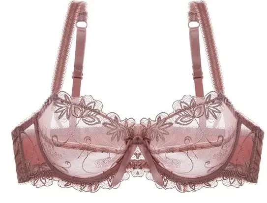 Conjunto de Sujetador de encaje de malla transparente para mujer, lencería Sexy, reductor fino, busto grande, lazo, deseo puro, ropa interior 34-40 BC
