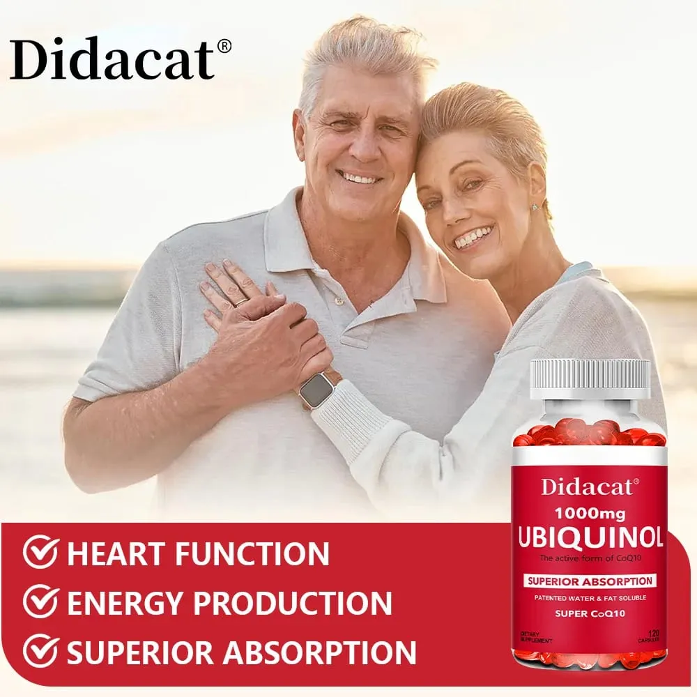 Ubiquinol CoQ10 Vegetable Softgels 1000mg Natural Antioxidant Supplement Cardiovascular Skin & Energy Wellness Support
