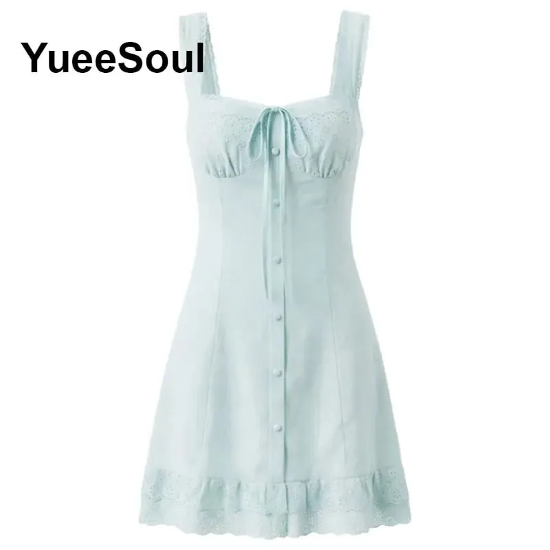 Blue Printed Mini Dress 2026 Summer New Elegant Party Birthday Evening Dresses Y2K Sweet Cute High Street Casual Women Dress — image 2
