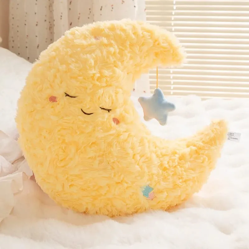 Weather Series Moon Plush Pillow Soft Fluffy Star Decor Sofa Back Cushion Cute Plush Toy Gift For Women Home Bedroom Decoration