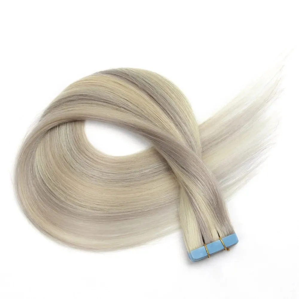 Real Human Hair Tape in Extensions 16'' 20'' Natural Straight High Light Seamless Tape Hair On Double Sided Tape 20pcs 30g/pack