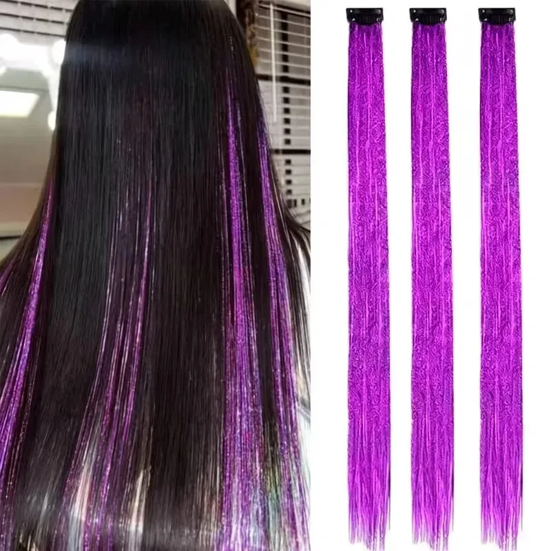 24Inch Synthetic 3pcs/set Long Straight Clip in Hair Extensions Highlights Colored Party Multi-Colors Hairpieces for Women Daily