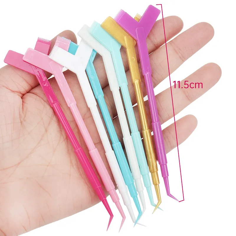 Bâton de permanente de cils en plastique réutilisable, outil d'extension de cils, peigne en forme de Y, recourbe-cils, applicateur, pinceaux de maquillage, 10 pièces