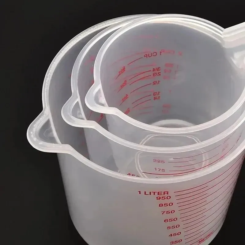 Kitchen Food Grade 0.25L 0.5L 1L Plastic Tip Mouth Pot Pour Spout Clear Measuring Cup Household Baking Scale Cup Kitchen Tool