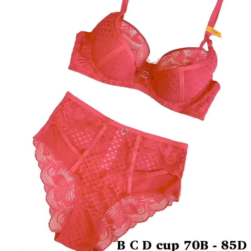 high quality lace bras and brief two piece set for women push up B C D cup hollow out wire summer lingerie underwear black white — image 2