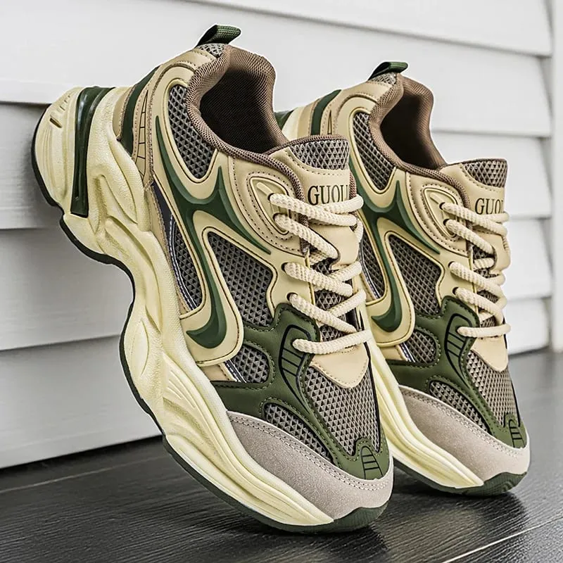 Men's Chunky Sneakers Breathable Mesh Running Shoes Thick Sole Non-slip Casual Sports Shoes — image 3