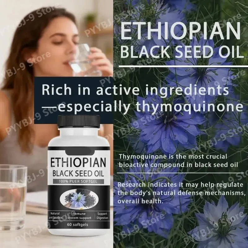 Ethiopian Black Seed Oil 100% Pure Softgel 800mg Gluten Free Non GMO Daily Health Support Diatery Supplement 60 Count — image 3
