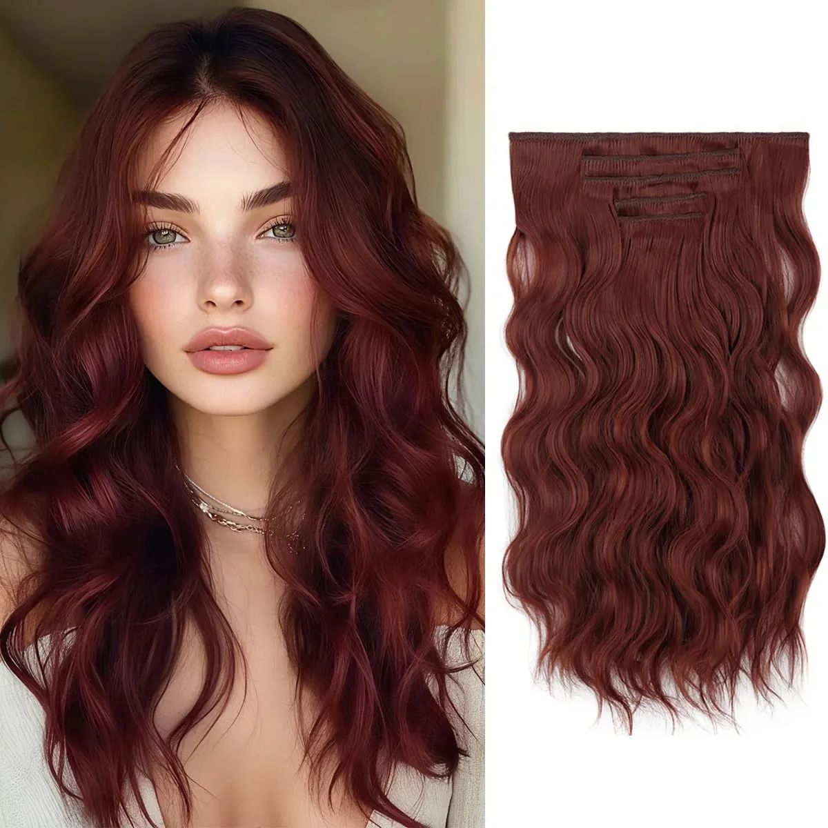 20Inch 5pcs/set Synthetic Hair Extension Long Curly Heat Resistant Black Hairpiece for Women — image 10