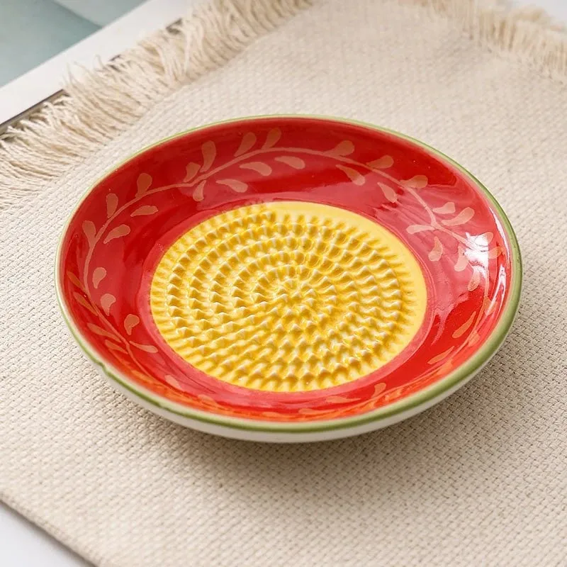 Colorful Simple Ceramic Ginger Grater Tool Hand Grinder Garlic Masher Portable Porcelain Carrot Ginger Grinding Kitchen Tools
