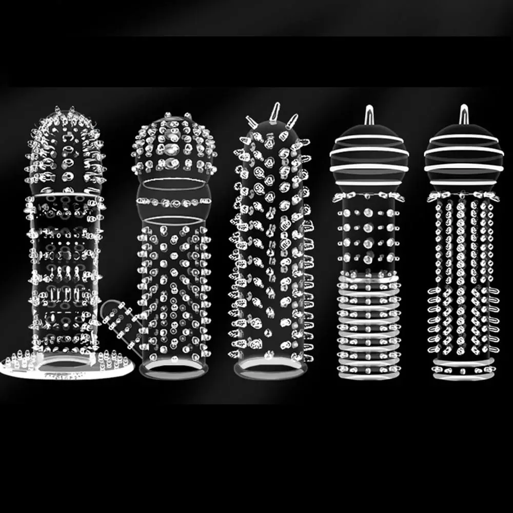 5types Textured Penis Sleeves for enhanced sensations during penetrative sex ridged bobbled amp up stimulation sex toy for man — image 1