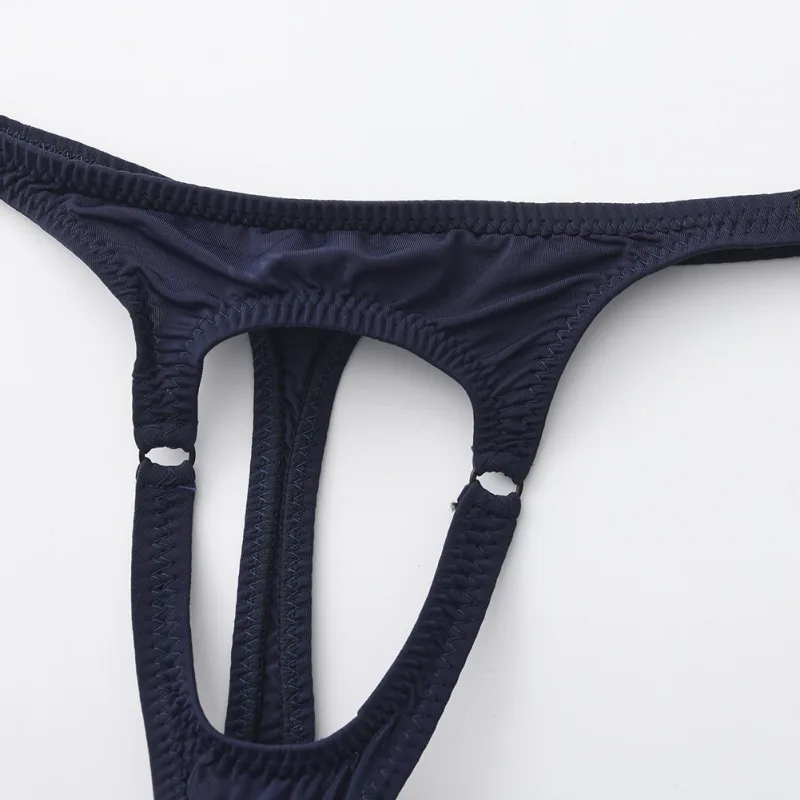 Sexy Men Underwear Thongs with Front Open Pouch Low Rise Fit High Elastic Stretch for Club Party 95%Polyester+5%Spandex — image 2