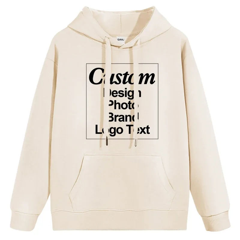 High Quality Custom Hoodie Cotton Sweatshirt Print Embroidery Brand Logo Text Photo Design Men Women Famliy Team Clothing 300g