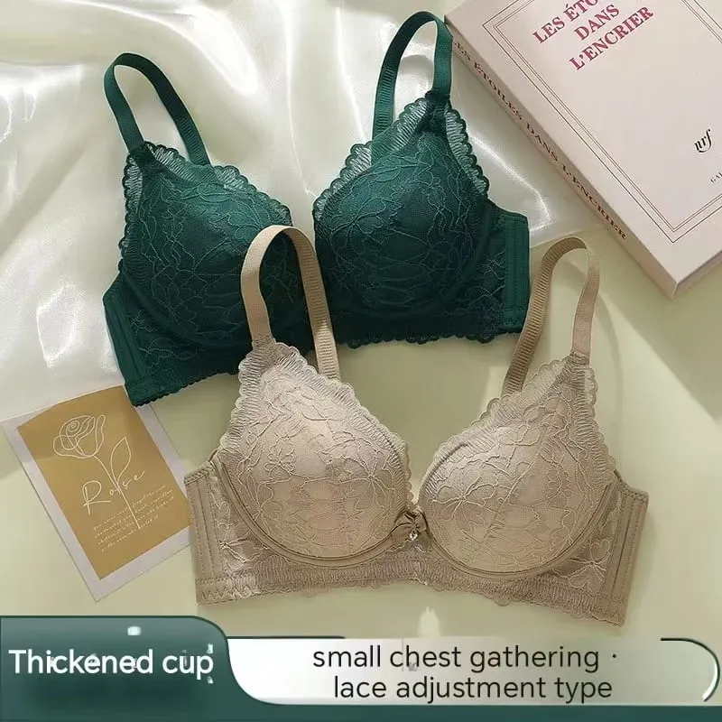 Thickened 8cm Push-Up Adjustable Bra without Underwire for Small Breasts Comfortable Gathered Auxiliary Lingerie for Women
