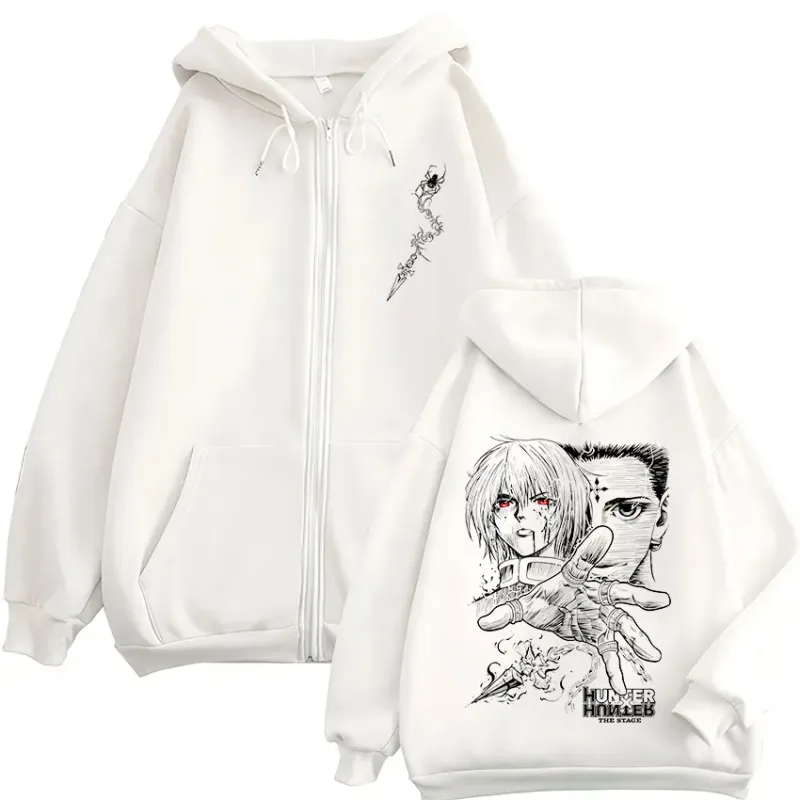 Anime Hunter X Hunter Kurapika Chrollo Lucilfer Zipper Hoodies Men Women Clothing Oversized Fleece Zip Up Hooded Sweatshirt Coat