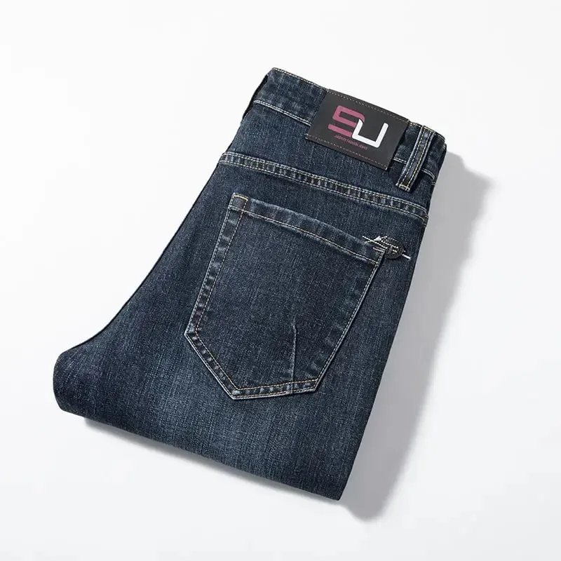Autumn Winter High Quality Elastic Mens Jeans Cargo Slim Fit Denim Pencil Trousers Midweight Long PantsHighHigh Jeans Man — image 7
