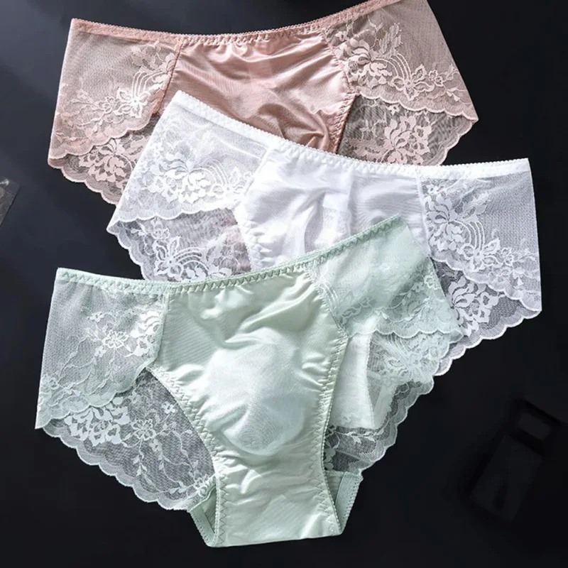 1pc Men Lace Seamless Ice Silk Briefs Ultra-thin Underwear 3D Bulge Pouch Low Waist Gay Panties Breathable High Elastic Lingerie — image 12