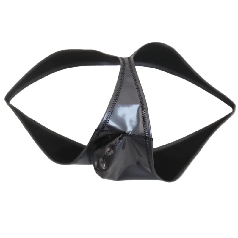 Sexy Men Plus Size Latex PVC Shiny Hot Short Convex U Pouch G-string Fashion Underwear Tights Lingeries PU Stage Briefs