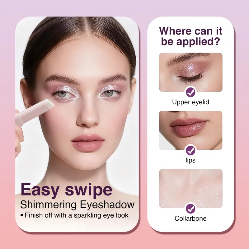 Shimmer Eyeshadow Stick Quick-Dry Film Locking Light Non-Fading Sparkle Eye Shadow Face Body Lip Highlighter — image 3