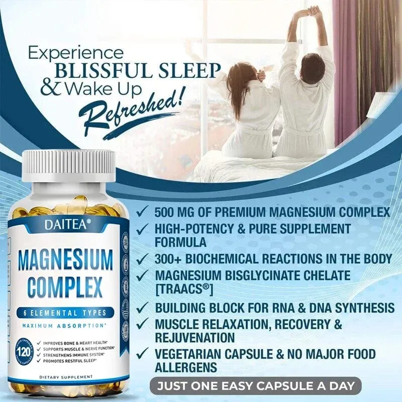 Magnesium Complex Capsules - Pandagdag sa Kalusugan ng Muscle at Cardiovascular na Stress sa Pagtulog at Formula ng Pagkabalisa — image 3