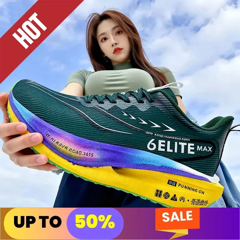 Fluorescence Running Shoes CarbonBoard Marathon Men Sports Breathable Women's Comfortable Athletic Sneakers Soft Wear Resistant — image 1