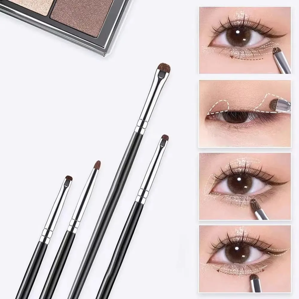 Bộ 4 cọ phấn mắt tinh tế và nhỏ gọn được làm bằng lông ngựa để pha trộn chính xác; Cọ kẻ mắt; Cọ che khuyết điểm — image 3