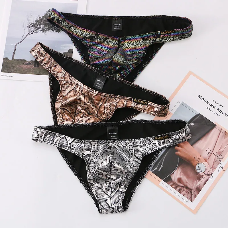 Mens Snake Skin Patterned Briefs with Sexy Bulge Pouch Bikini Underwear Comfortable Underpants by WANGJIANG Brand — image 11