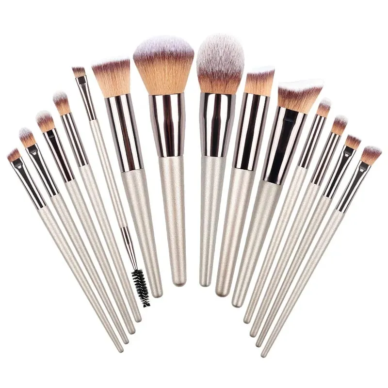 4/10/14/20PCS Champagne Gold Makeup Brush Set Foundation Powder Eyeshadow Blush Eyebrow Lip Brushes