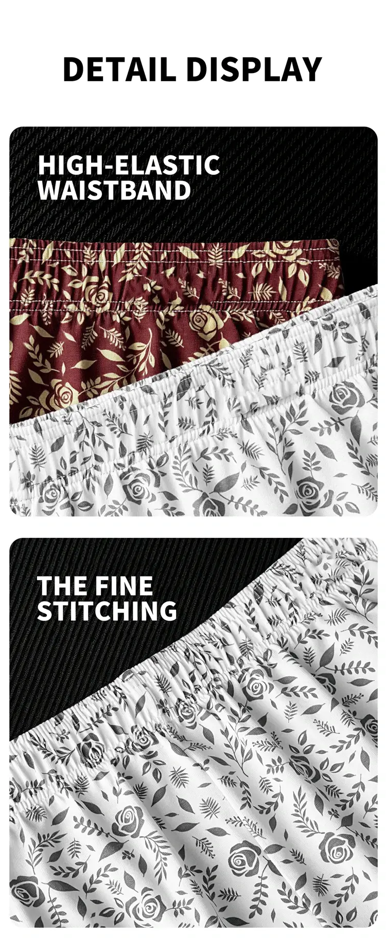 MiiOW 3/4/6Pcs Cotton Breathable Men Underwear Boxers Rose Print Man Underpants Skin-friendly Softness Mens Panties Boxer Briefs