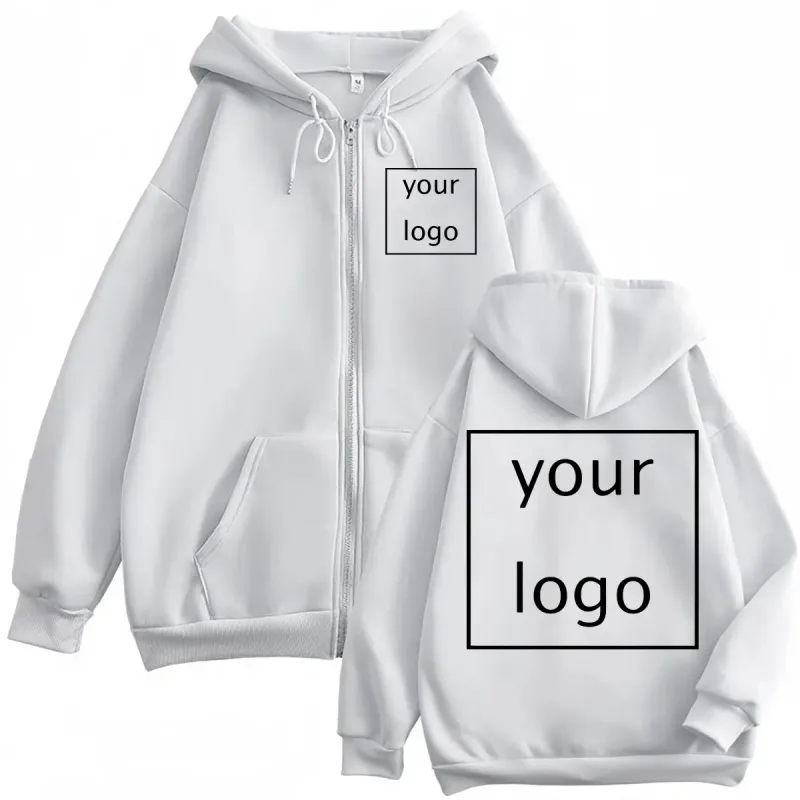 Autumn Winter Customized LOGO Graphic Print Zipper Hoodie High Quality Fashion Zip Up Pullovers Unisex Casual Loose Sweatshirts — image 6