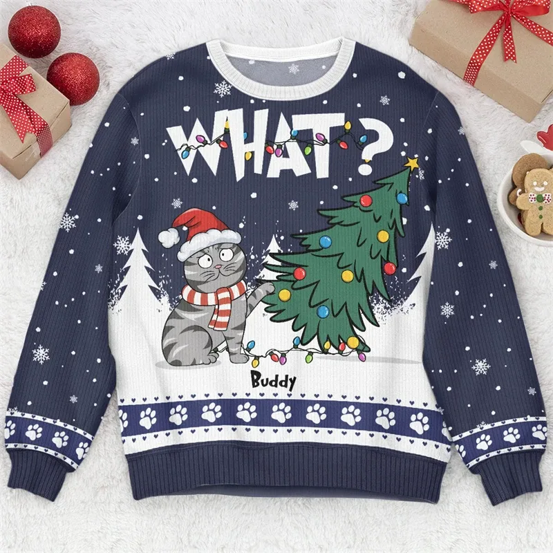 2025 Funny Cat Pattern Ugly Christmas Sweater For Men Fashion Autumn Crewneck 3D Printed Sweatshirt Loose Streetwear Pullovers — image 7
