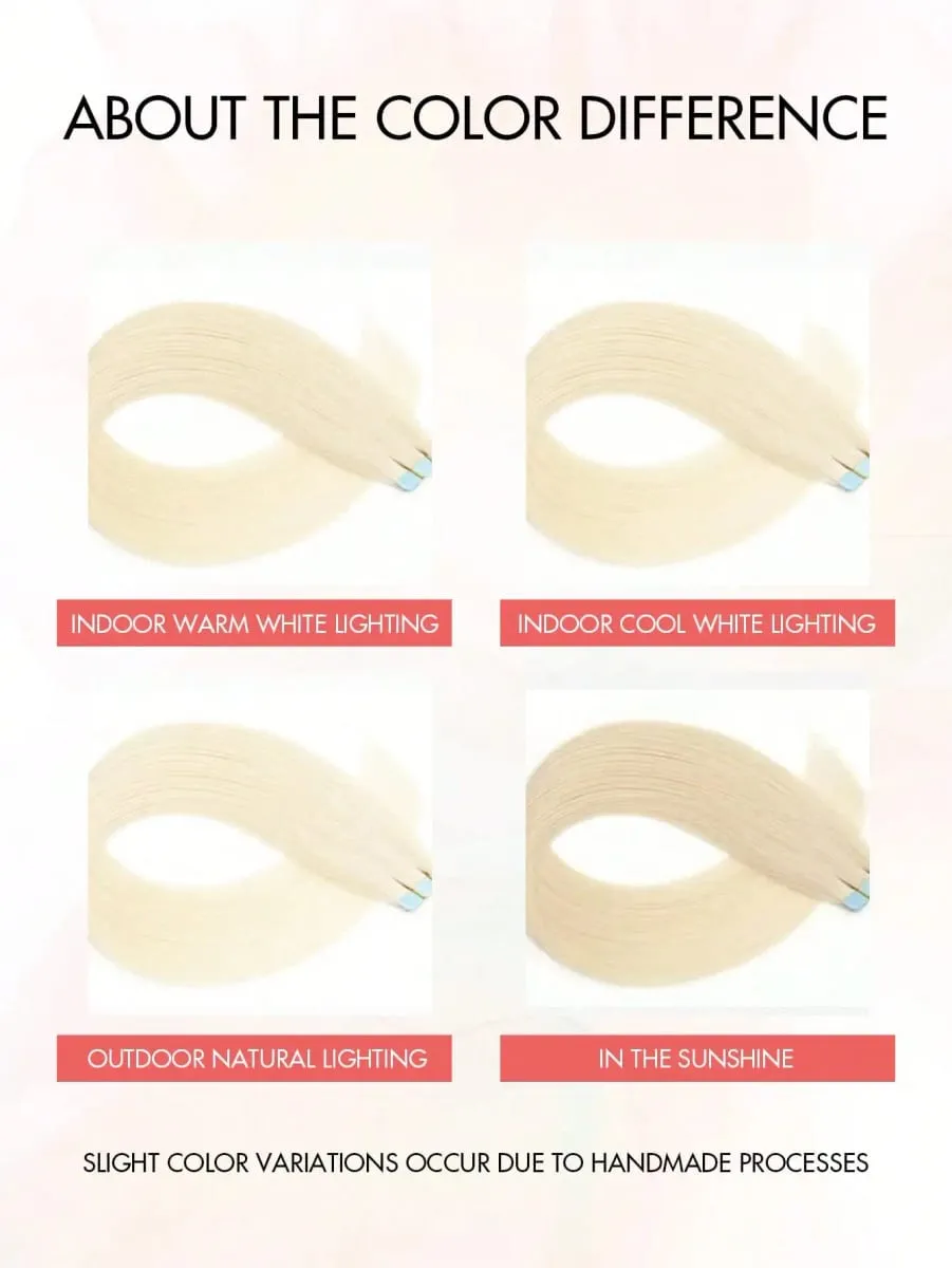 Mini Tape In Hair Extensions 12-20 Inches 10pcs/20pcs Invisible Human Hair Natural Tape In Hair Extention 60 Platinum Blonde — image 6