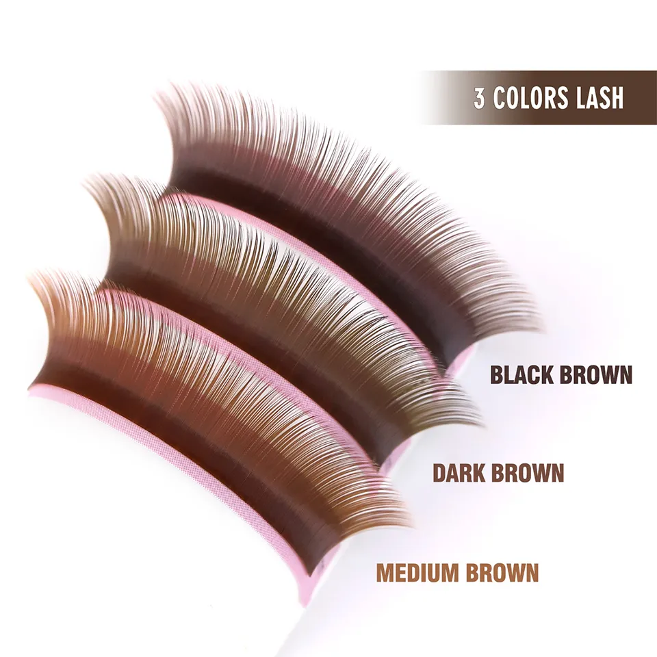 New Style Dark Brown Light Brown Individual Eyelashes 0.05 0.07 C D J L M Curl Color Soft Natural False Eyelashes Makeup Cilios