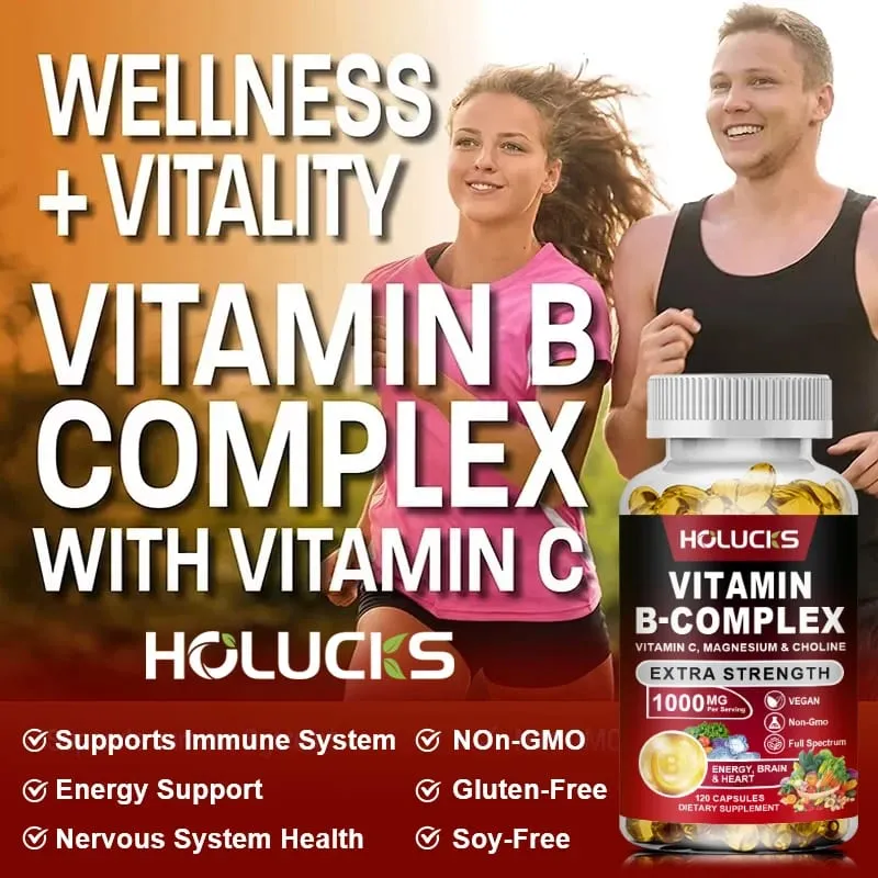 Buy 1 Get 1 Free! Pure Vitamin B Complex Supplement for Energy Metabolism & Nervous System Immune Defense & Stress Relief