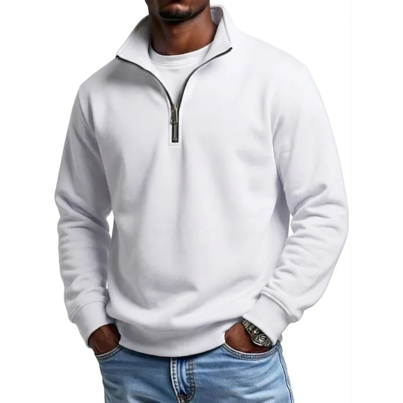 Mens Outdoor Quarter Zip Sweatshirts Casual Half Zip Pullover Hoodies Solid Color Spring Autumn Tops for Gym and Daily Tops