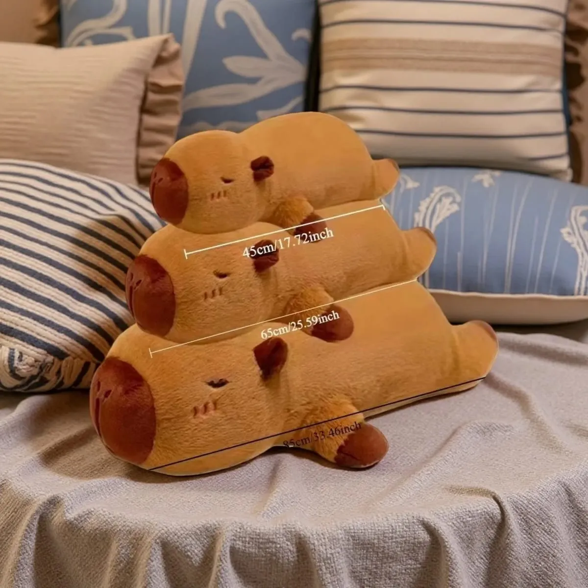 Kawaii Capybara Plüschtier Gefüllte Capibara Flauschige Puppe Langer Schlaf Weiches Kissen Sofakissen Nickerchen Schlafspielzeug für Schule Weihnachten — image 2