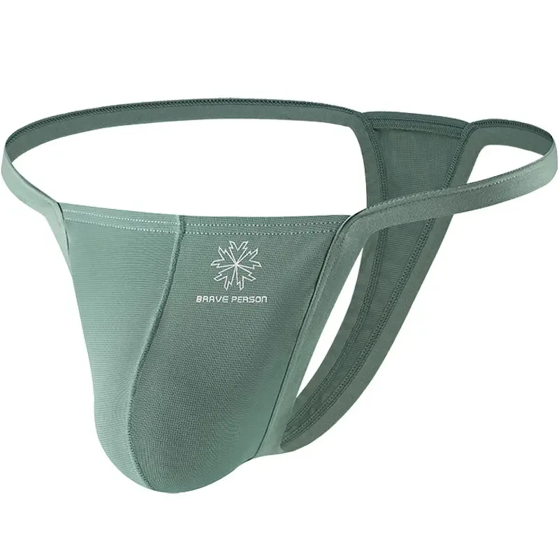 Men's Breathable Quick-Dry Fabric Thong Comfortable Briefs Low-Rise Underwear Sexy Innerwear Fashionable Brave Person