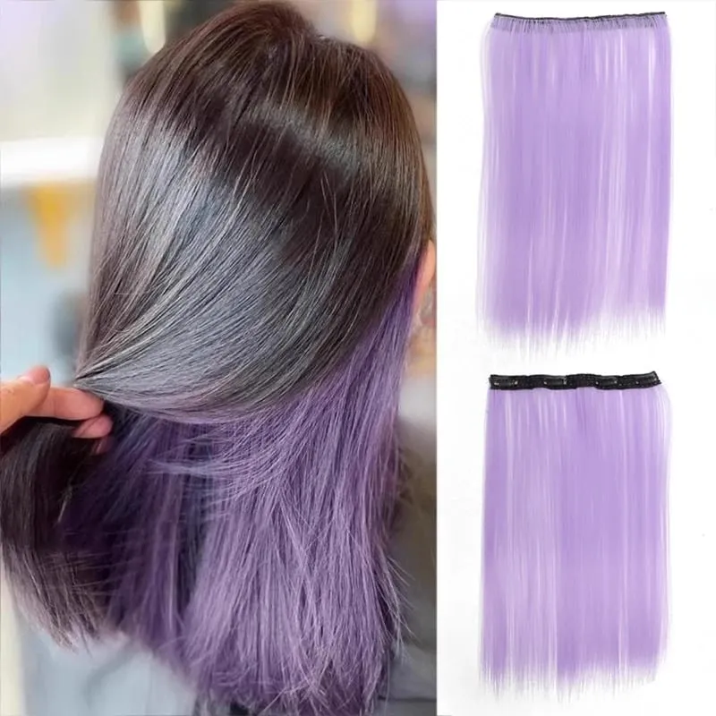 One piece hanging ear dyed synthetic wig piece for women highlighted color hair extensions — image 15