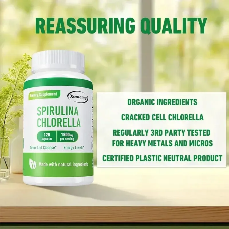 Spirulina Chlorella Capsules - Supports Cardiovascular and Immune System Health Powerful Antioxidant — image 5