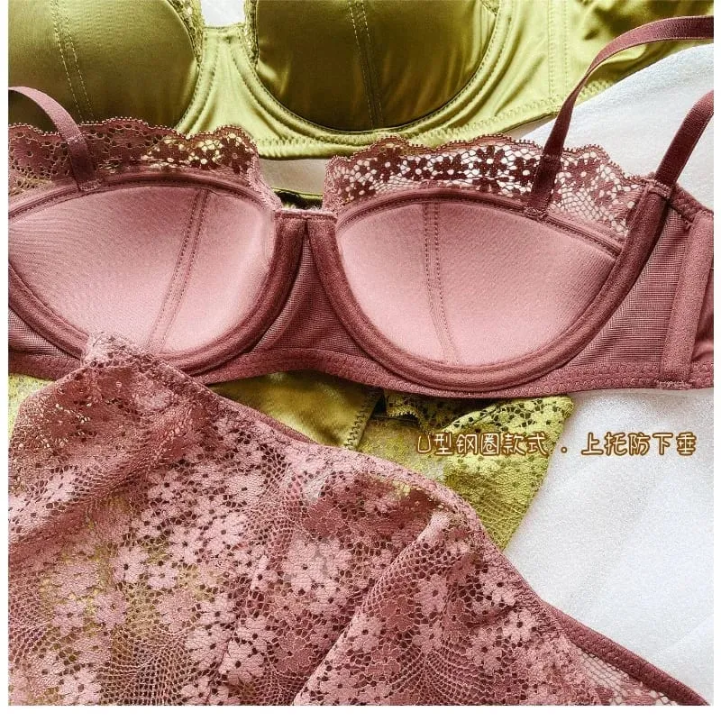 Hot Push Up Lace Bra Set Sexy Lingerie Minimizer Underwire Anti-Sagging Side Coverage Balconette for Big Bust Women 32-38 Suit — image 7