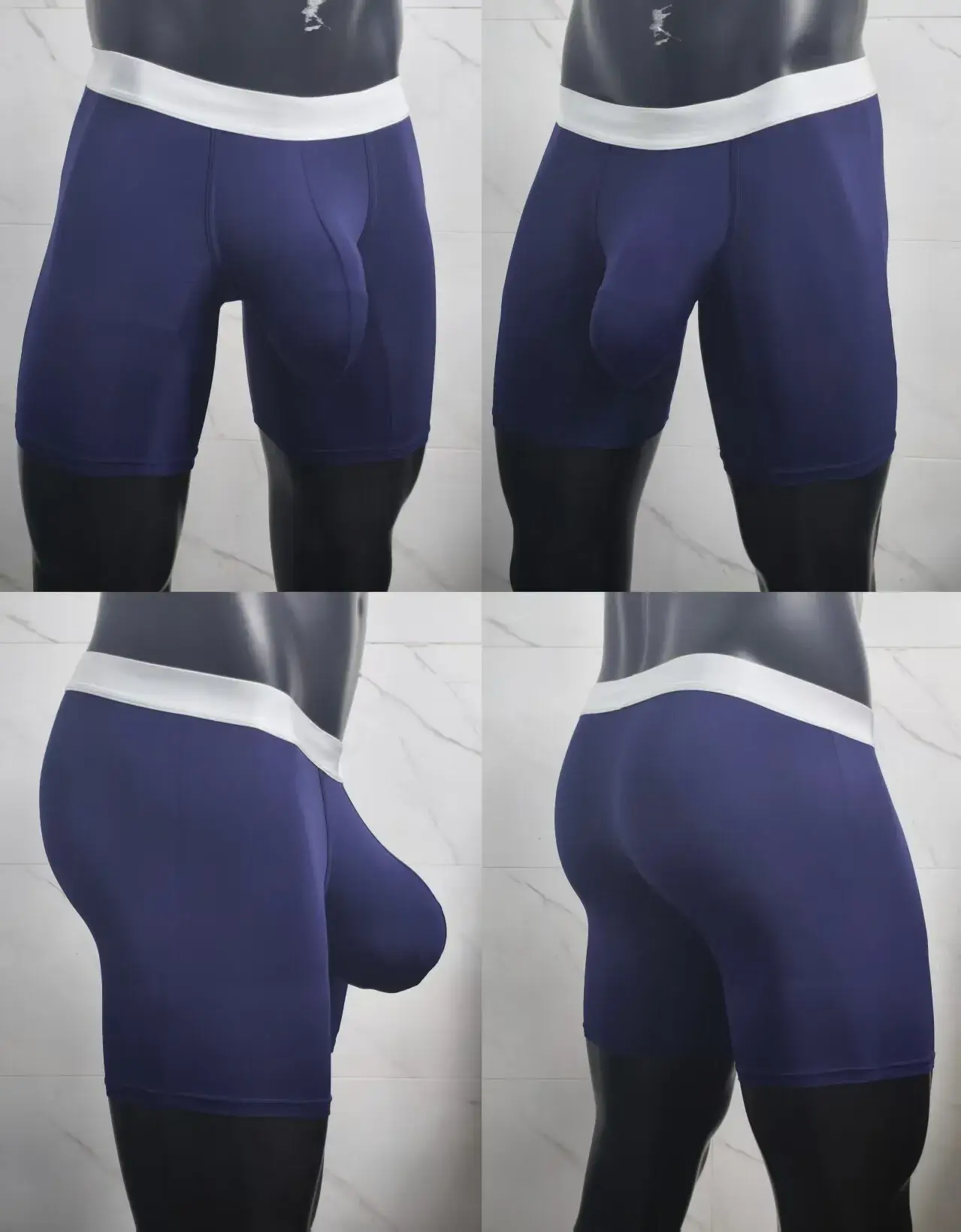 Men Ice Silk Boxer Briefs Deep U Convex Pouch Breathable Cool Quick Dry Sports Running Underwear Anti Chafe Seamless Underpants